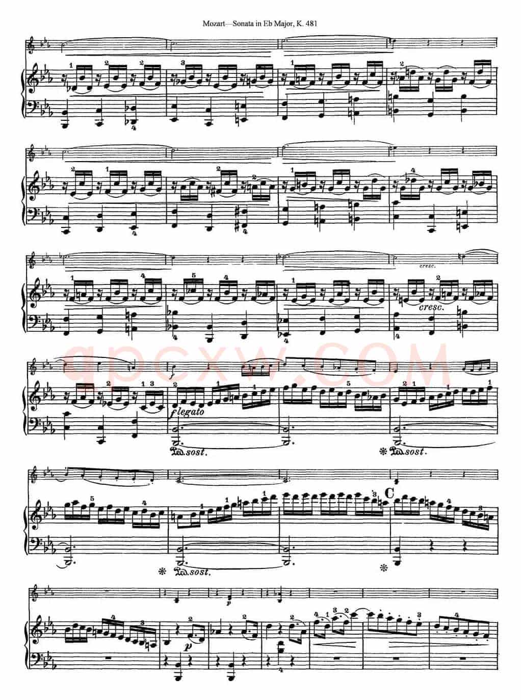Violin Sonata in Eb Major K.481（小提琴+钢琴伴奏）