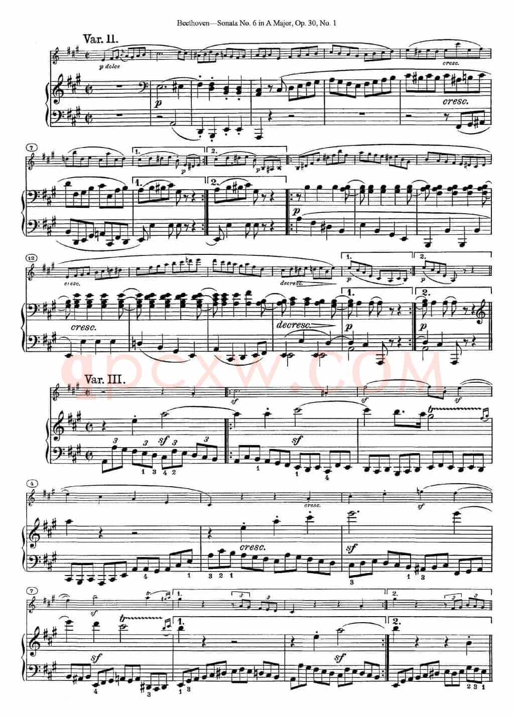 Violin Sonata No.6 in A Major Op.30 No.1（小提琴+钢琴伴奏）