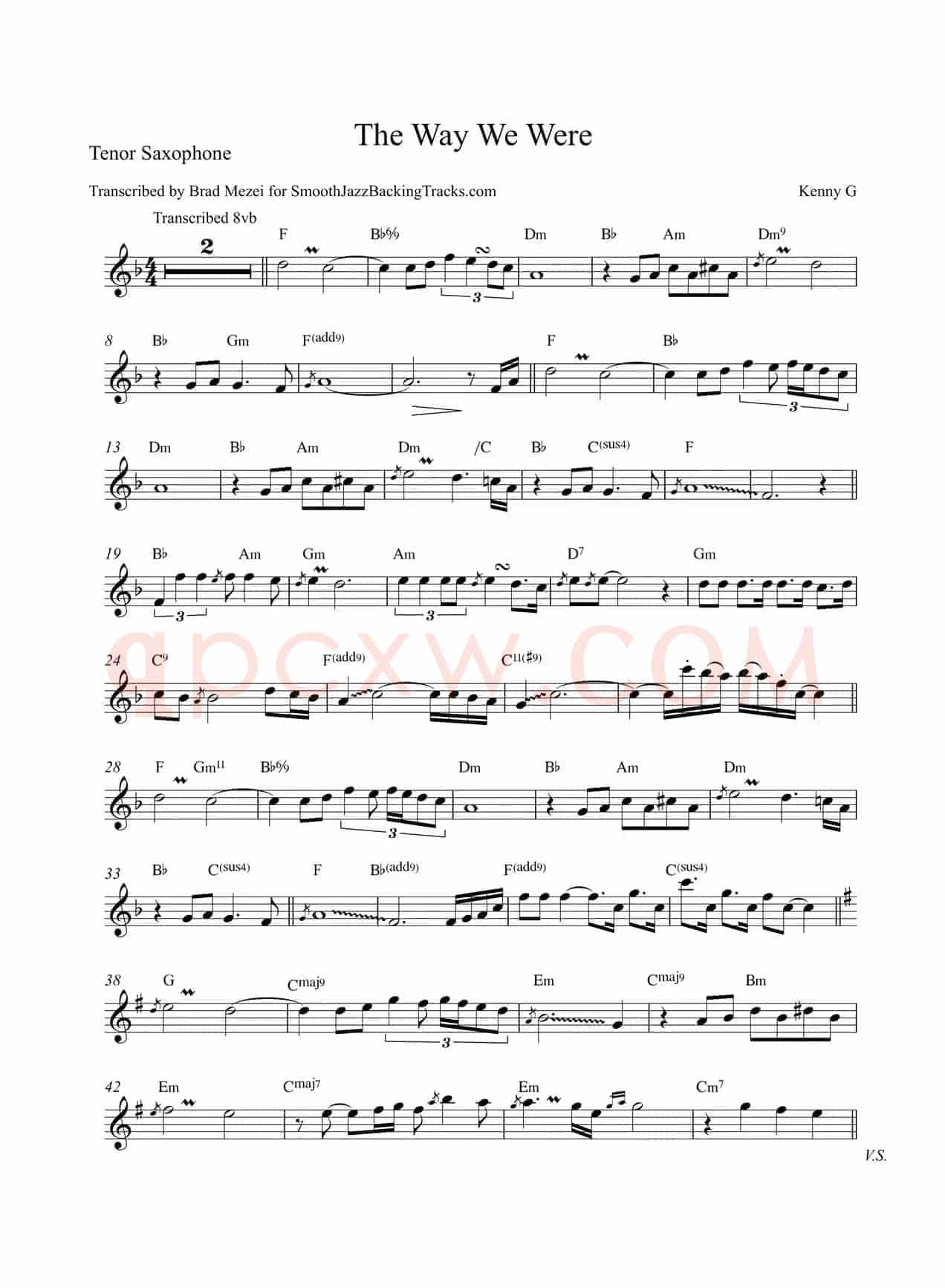 The Way We Were（次中音萨克斯）