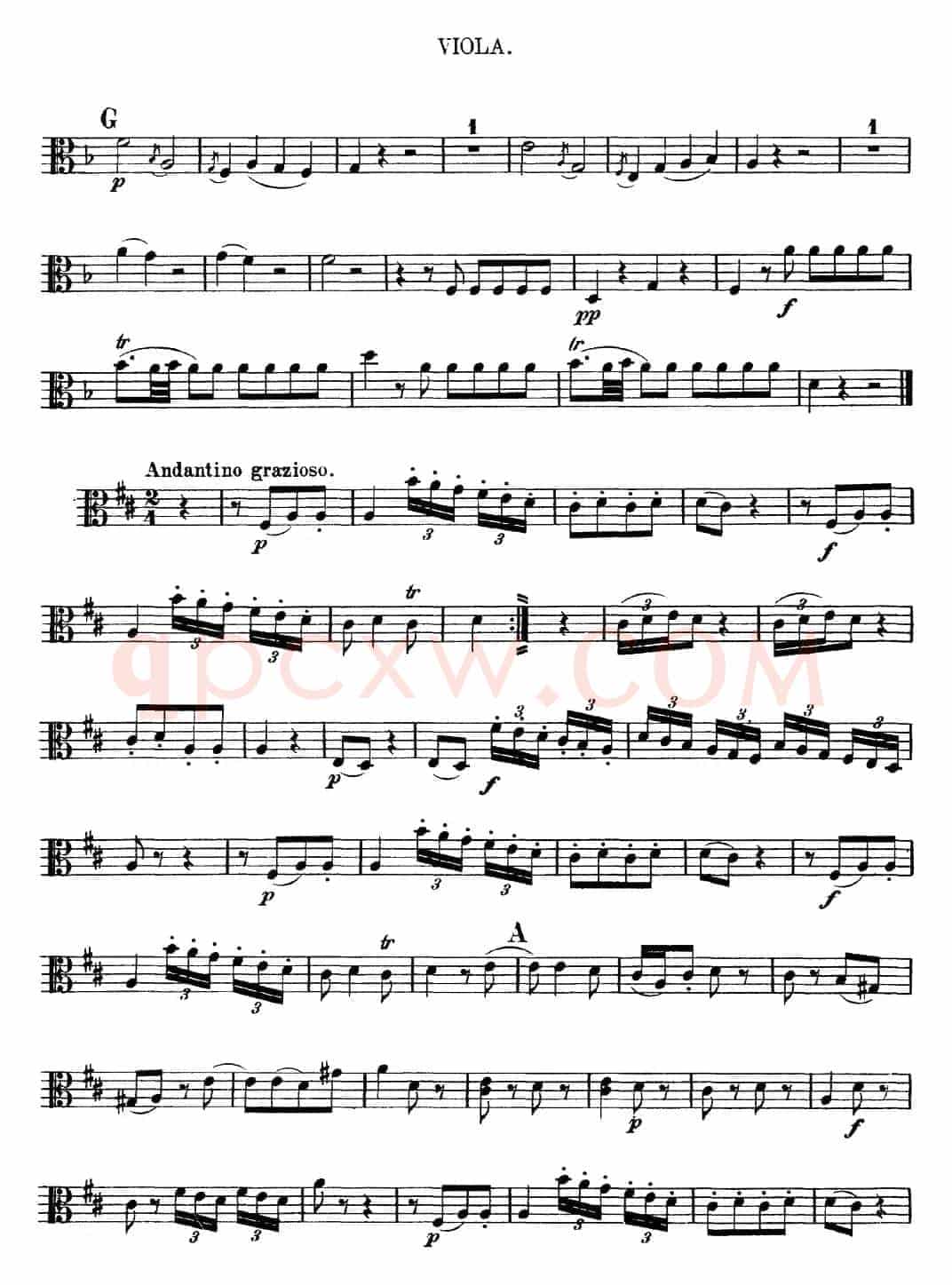 Mozart《Quartet No.13 in D Minor,K.173》（Viola分谱）