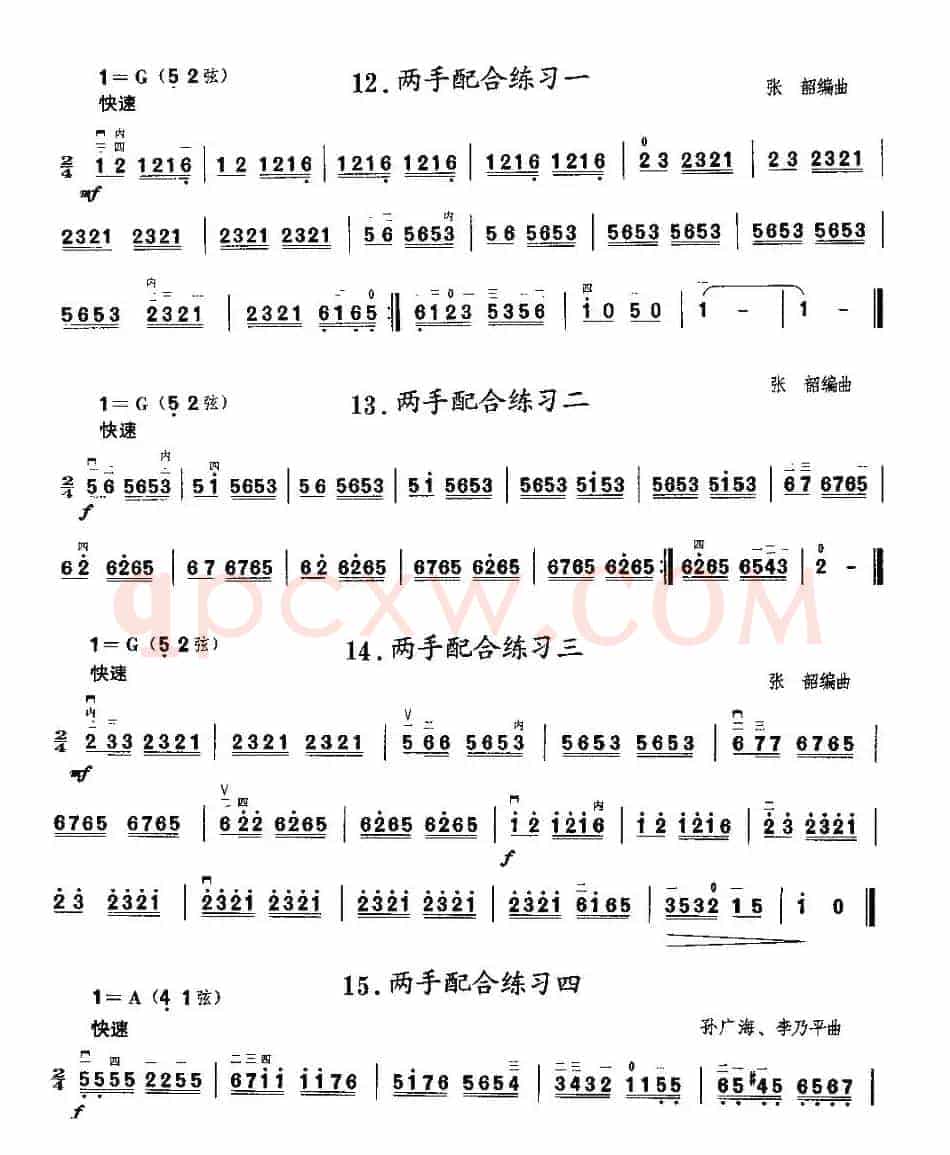 二胡微型练习曲：快弓练习（12—20）