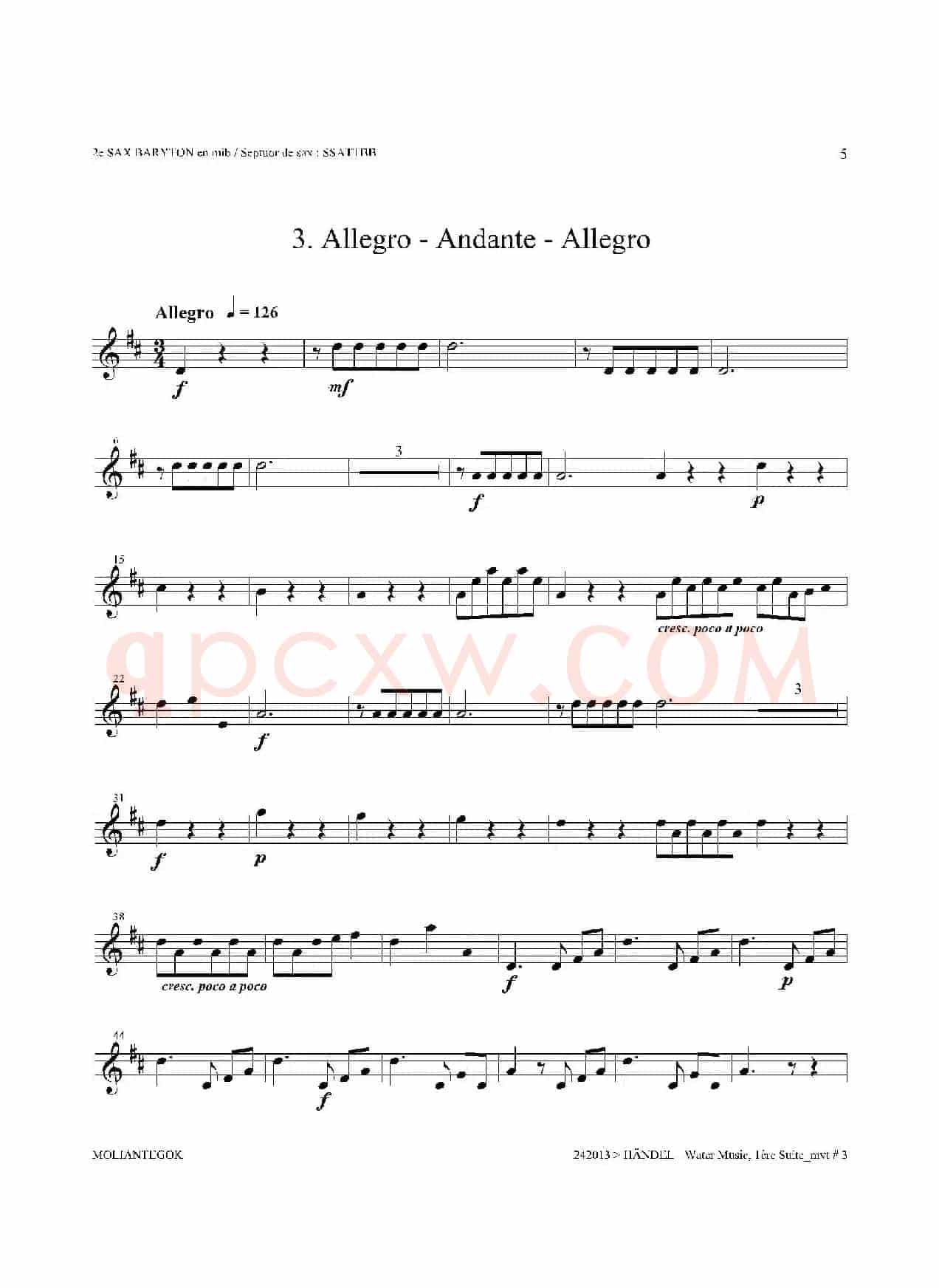 Water Music（HWV.348 No.1）（第二上低音萨克斯）