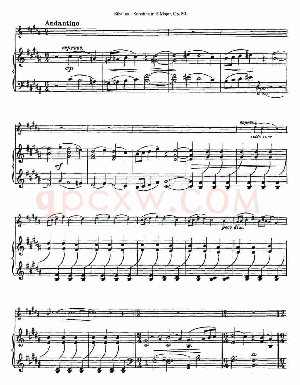 Violin Sonatina in E Major Op.80（小提琴+钢琴伴奏）