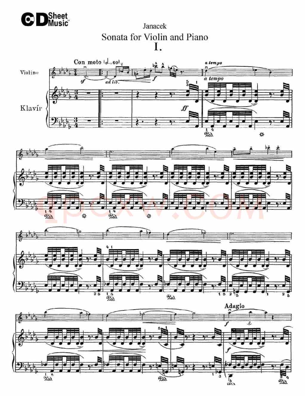 Janacek Sonata for Violin（小提琴+钢琴伴奏）