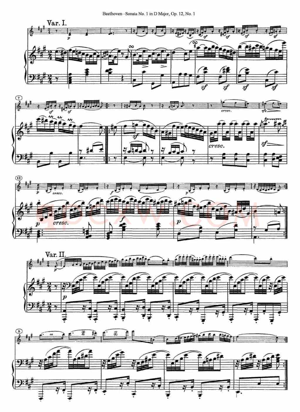 Violin Sonata No.1 in D Major Op.12 No.1（小提琴+钢琴伴奏）