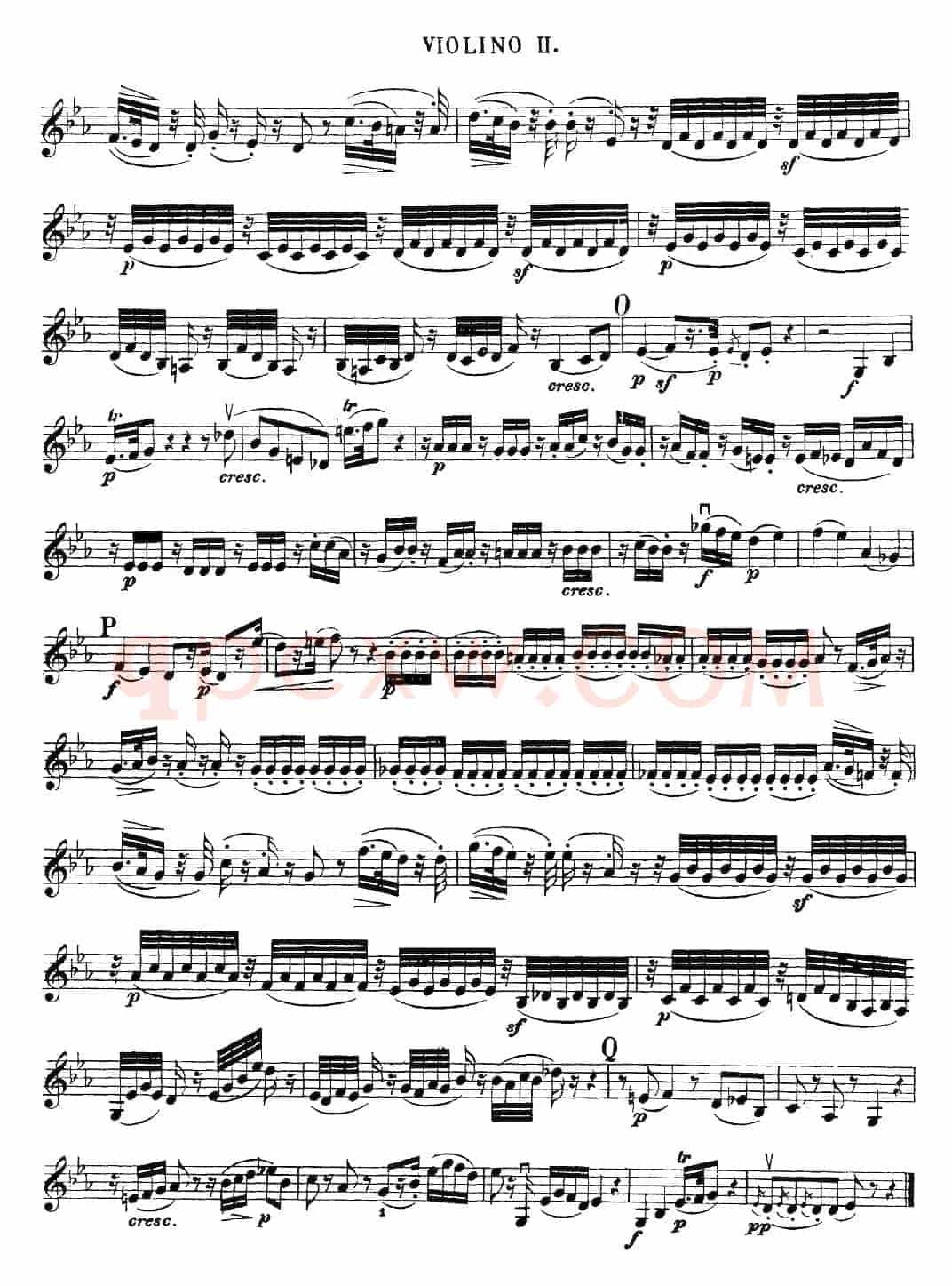 Mozart《Quartet No.17 in Bb Major,K.458》（Violin 2分谱）