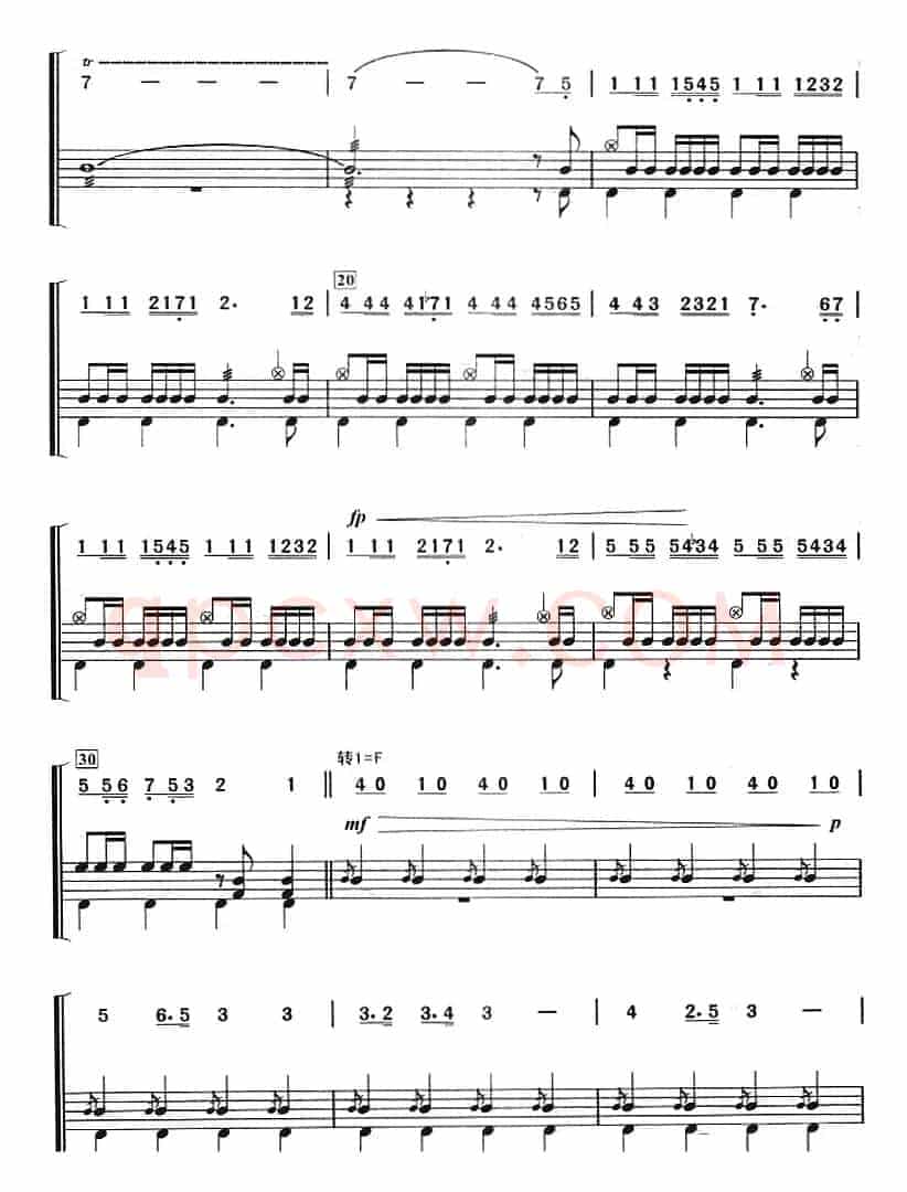 《卡门》序曲（架子鼓、主旋律+鼓谱）