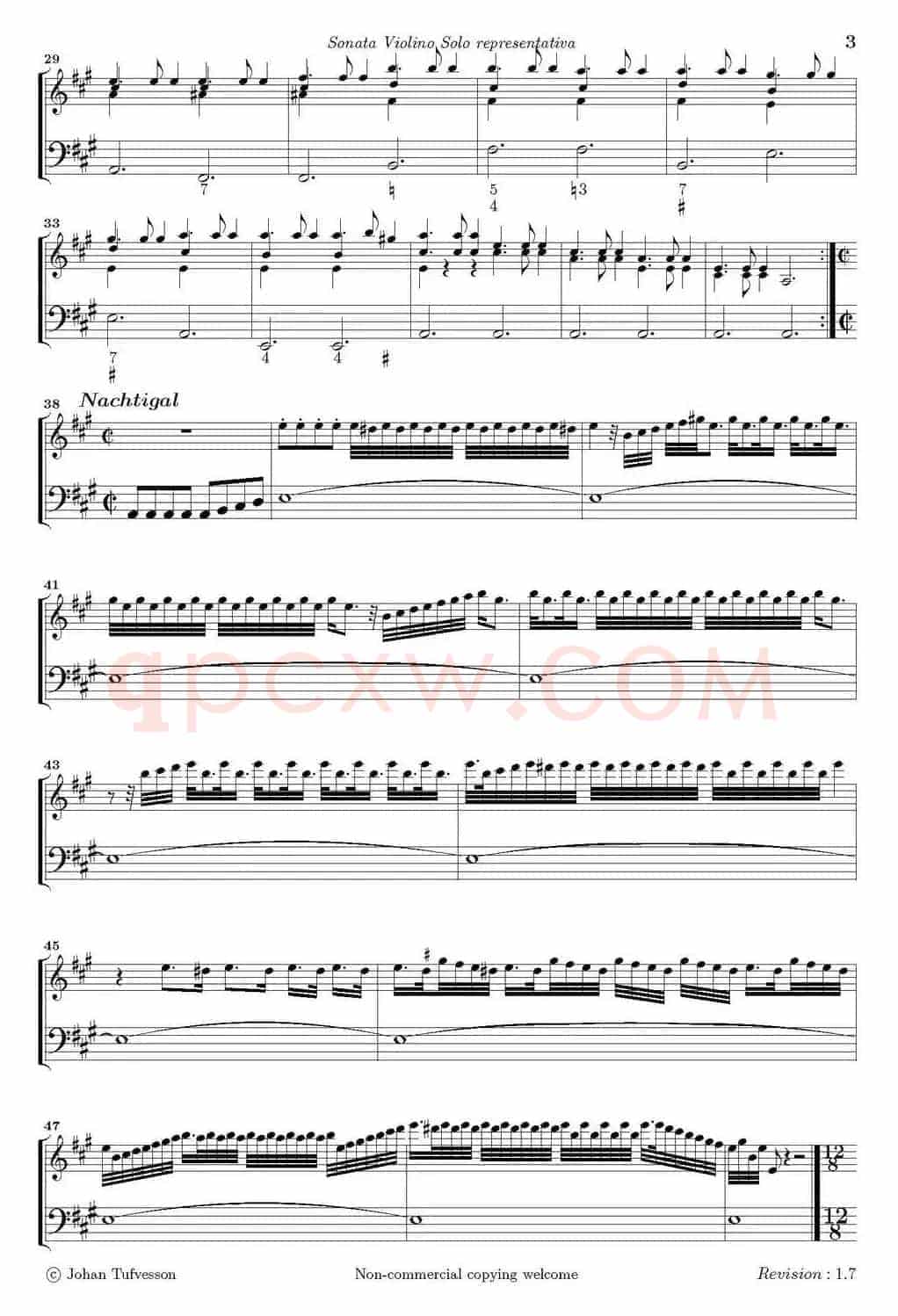 Sonata Violino Solo representativa(Violino+Basso Continuo)