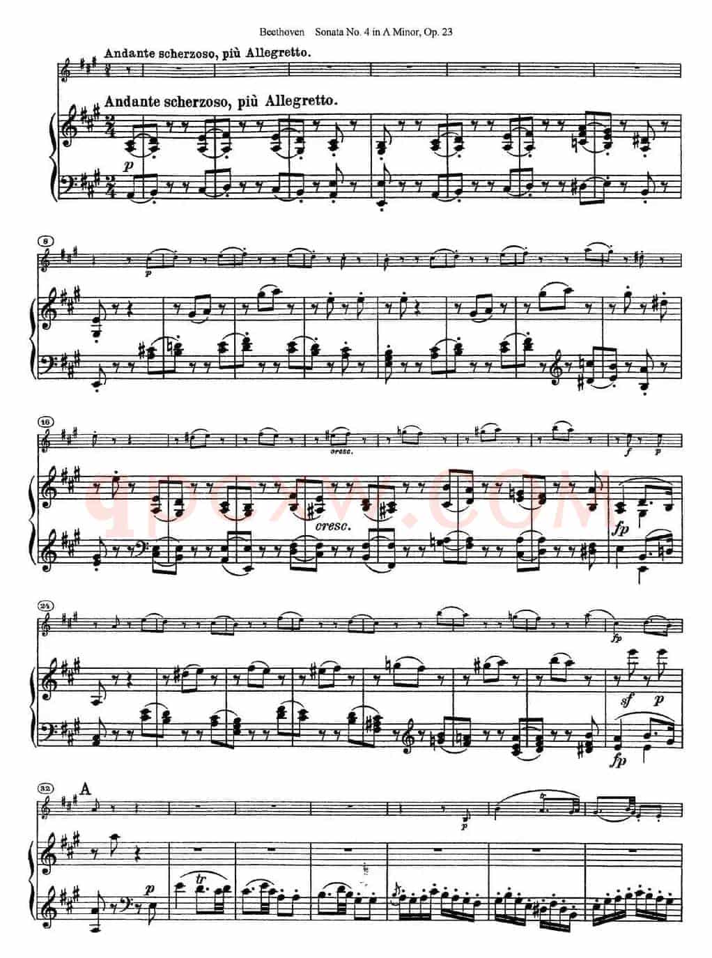 Violin Sonata No.4 in A Minor Op.23（小提琴+钢琴伴奏）
