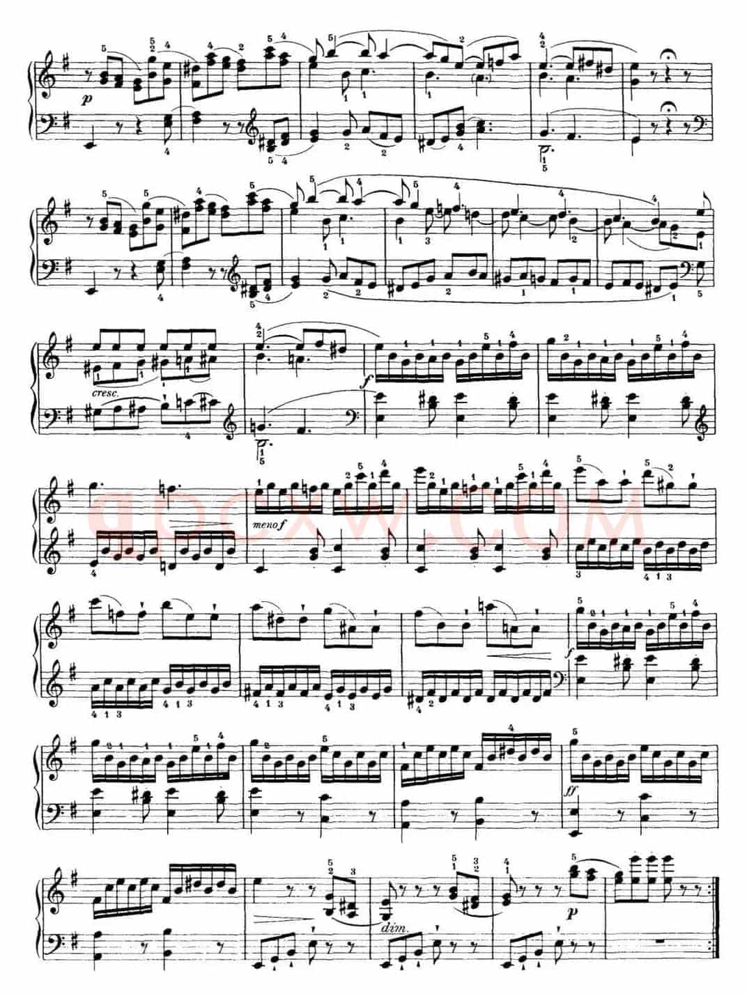 海顿 钢琴奏鸣曲 Hob XVI 34 in E minor
