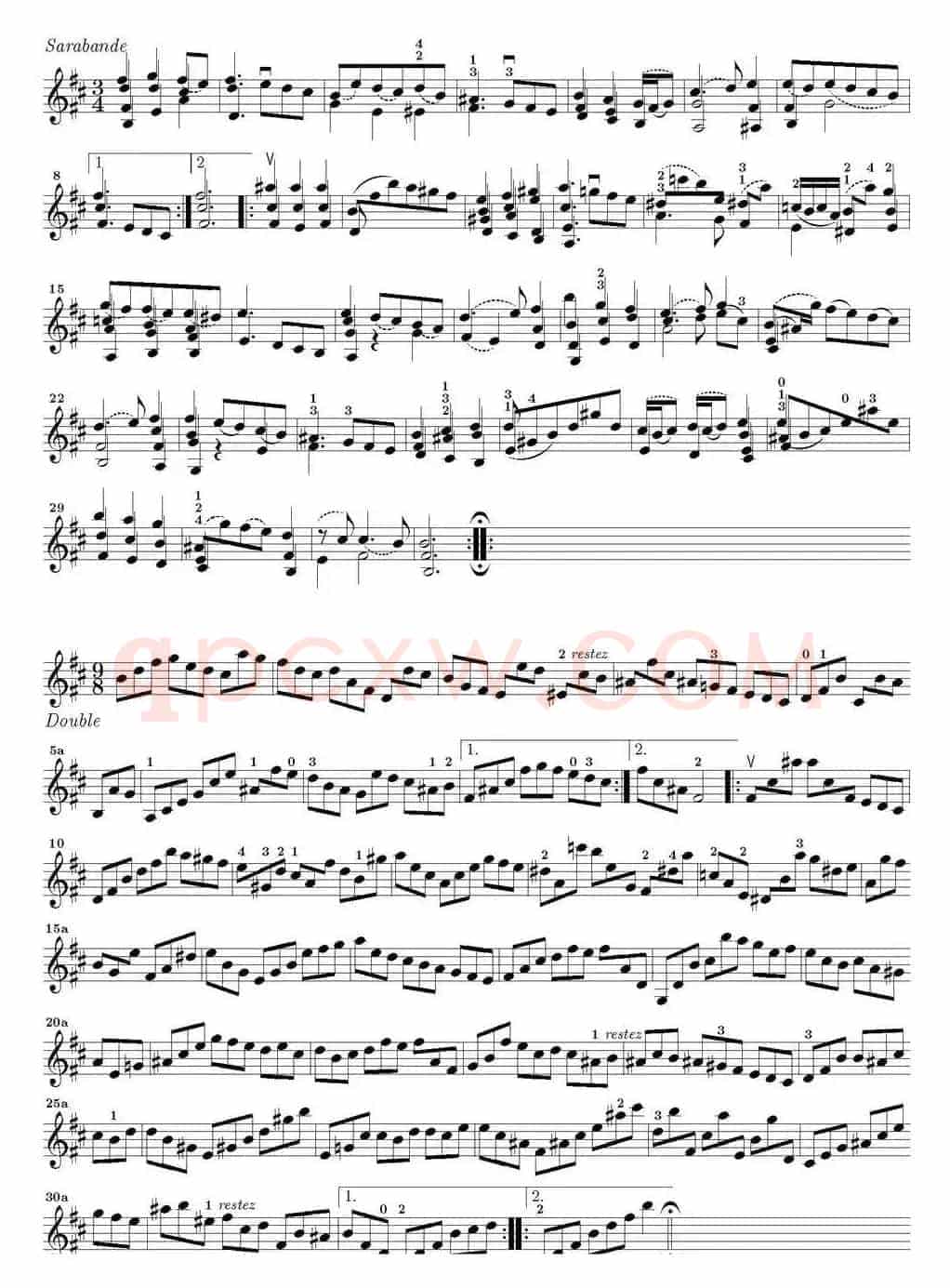 Bach Sonata BWV1002（无伴奏小提琴组曲）