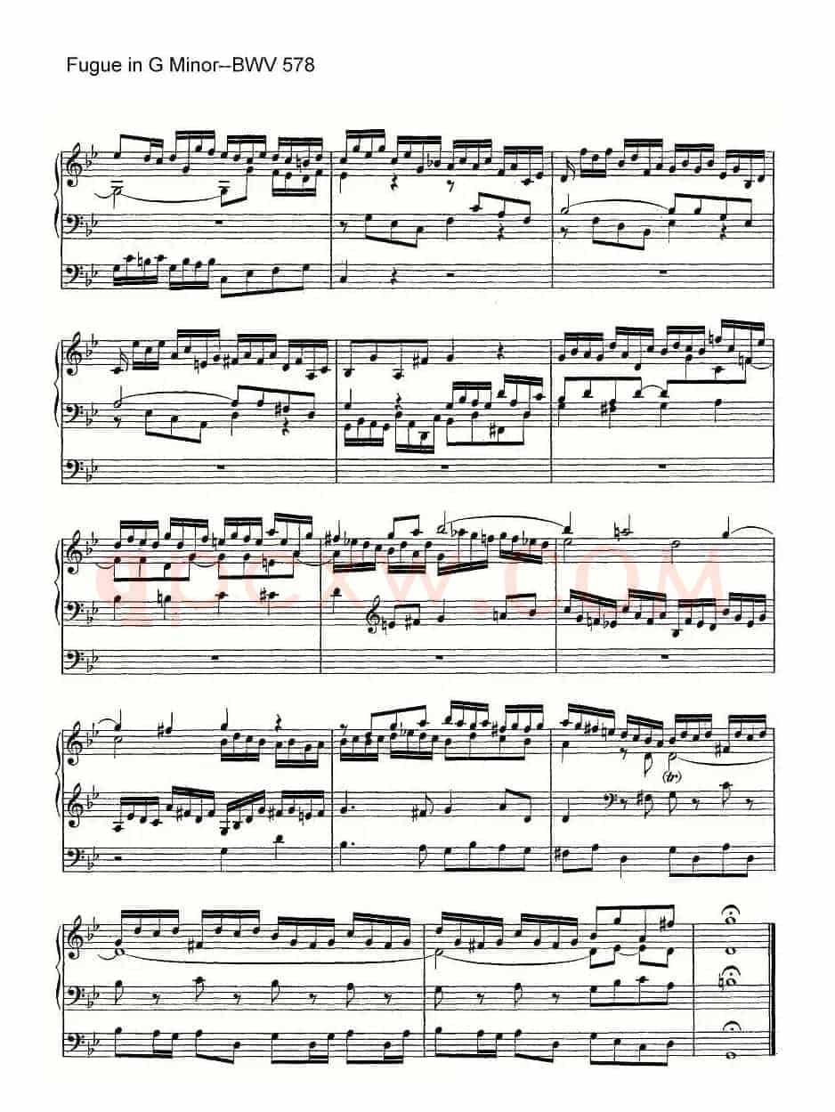 Fugue in G Minor--BWV 578(管风琴谱)