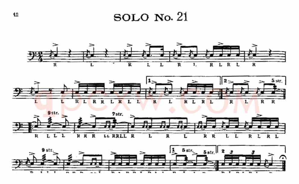 美国军鼓 SOLO No.21-25（爵士鼓谱）