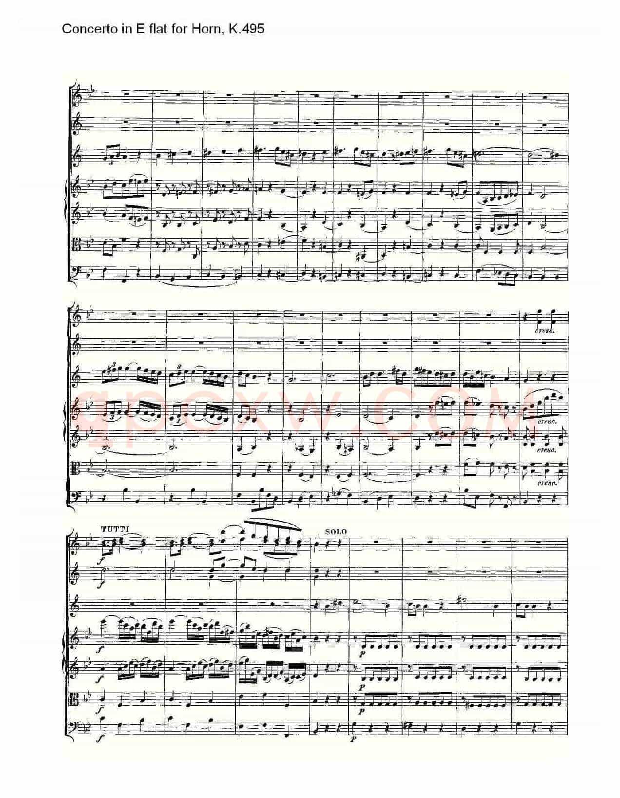 Concerto in E flat for Horn, K.495(Eb调法国号协奏曲, K.4)
