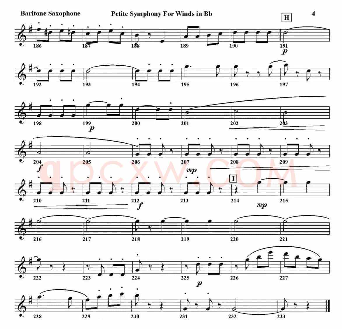 Petite Symphony For Winds in Bb（四重奏·上低音萨克斯分谱）