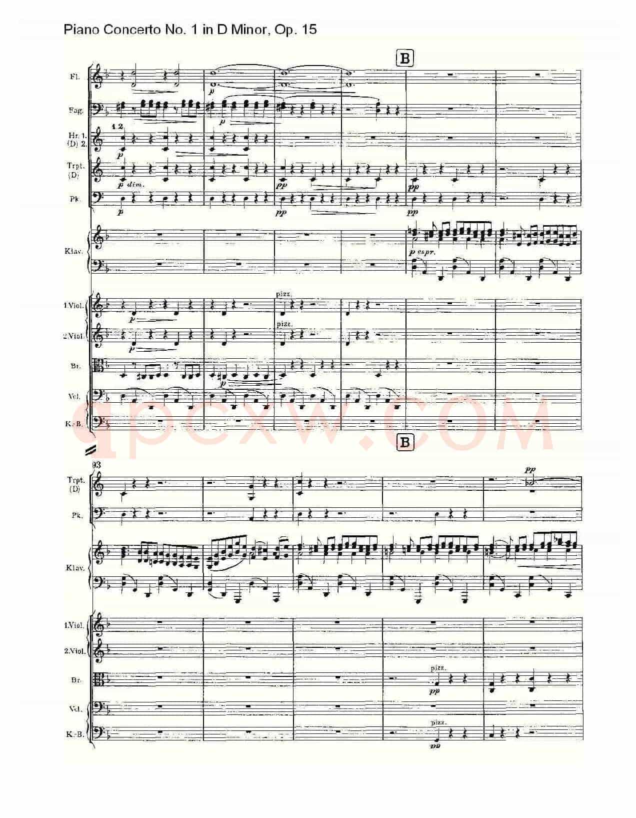 D小调钢琴第一协奏曲, Op.15第一乐章(一)