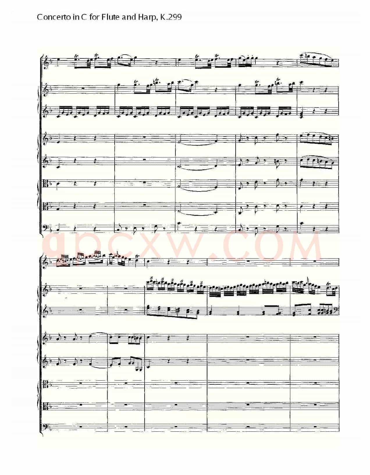 C调长笛与竖琴协奏曲, K.299（一）