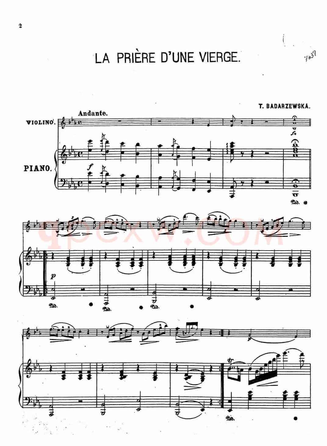 LA PRIERE D'UNE VIERGE(少女的祈祷)(小提琴+钢琴伴奏)