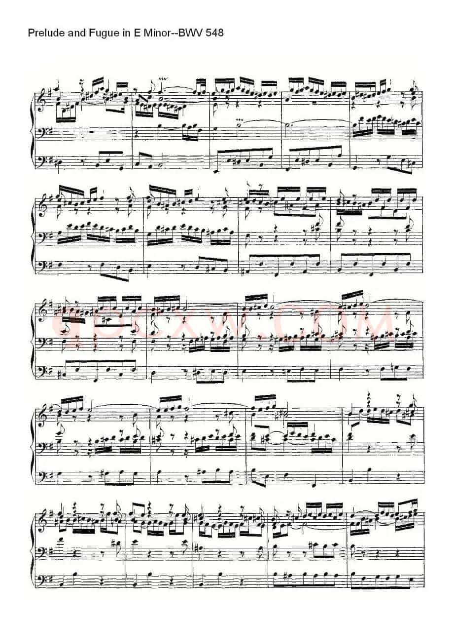 Prelude and Fugue in E Minor--BWV 548 (管风琴谱)