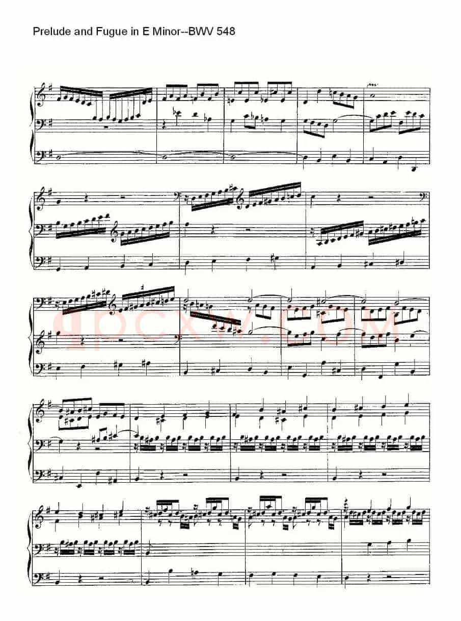 Prelude and Fugue in E Minor--BWV 548 (管风琴谱)