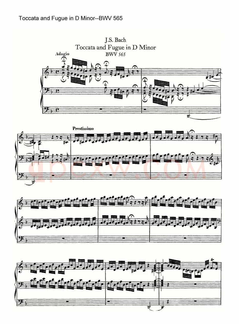Toccata and Fugue in D Minor--BWV 565(管风琴谱)