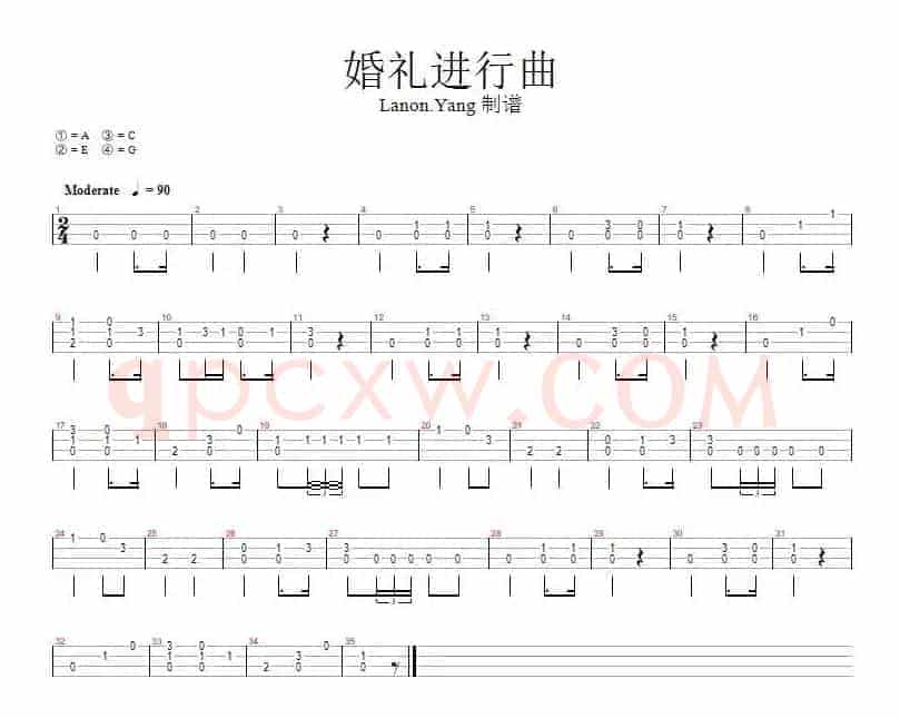 婚礼进行曲（尤克里里指弹谱、Lanon Yang制谱版）