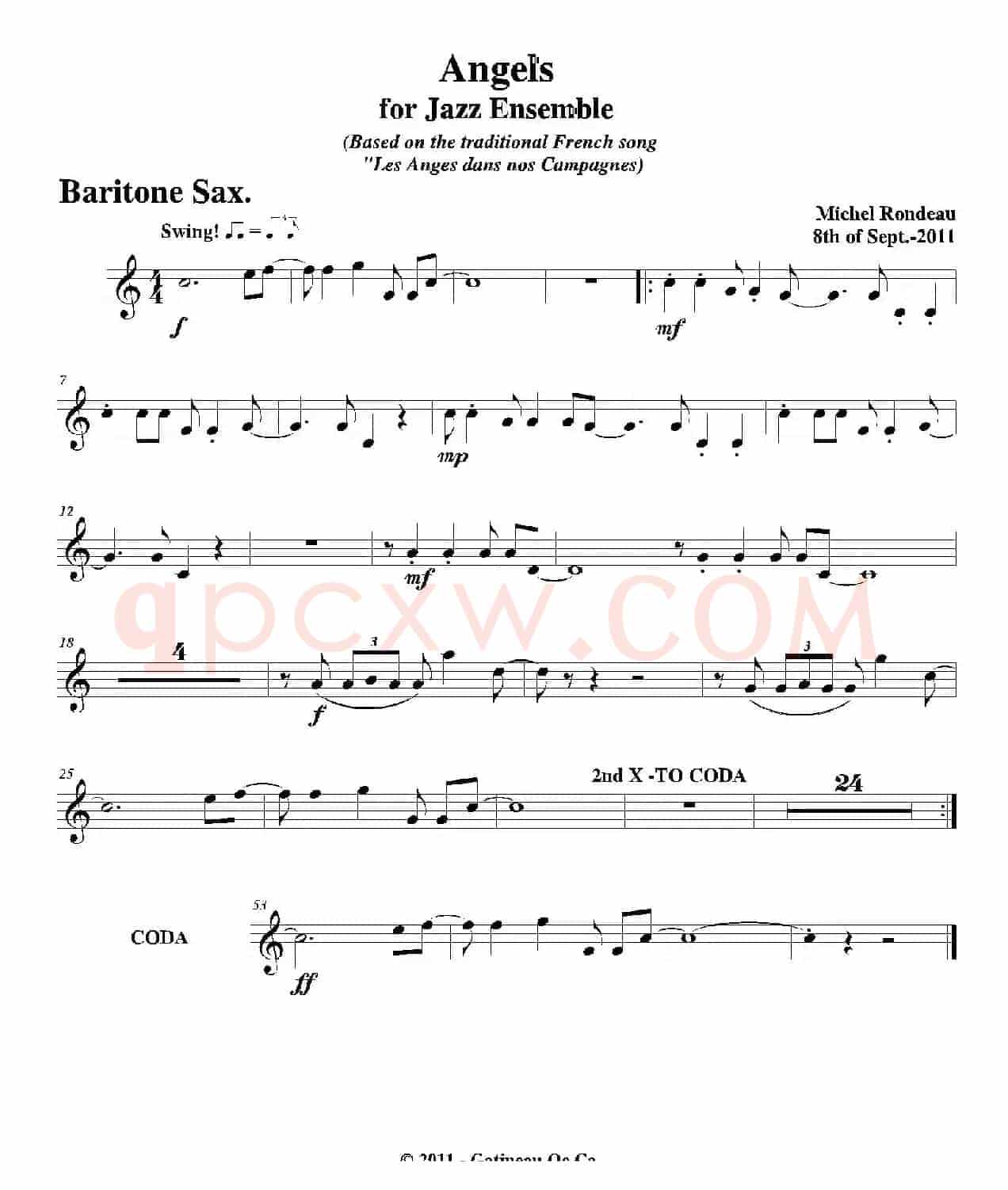 Angels for Jazz Ensemble（上低音萨克斯分谱）