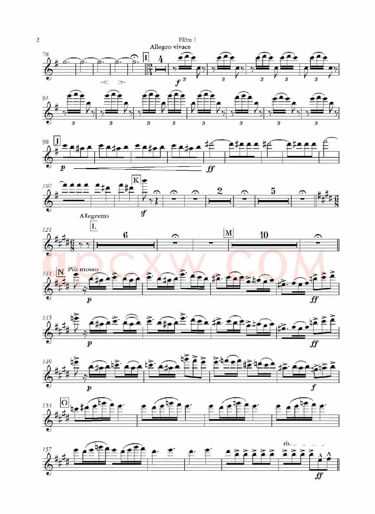 天堂与地狱序曲(管弦乐长笛分谱)