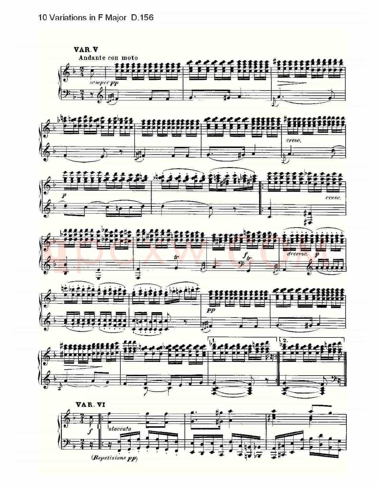 10 Variations in F Major D.156（F大调10变奏曲 D.156）