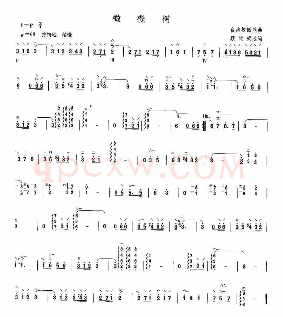 柳琴考级曲目二级：橄榄树