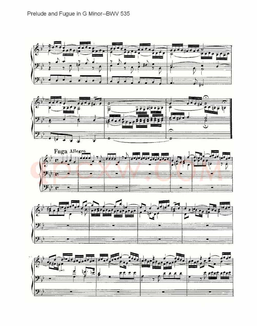 Prelude and Fugue in G Minor--BWV 535 (管风琴谱)
