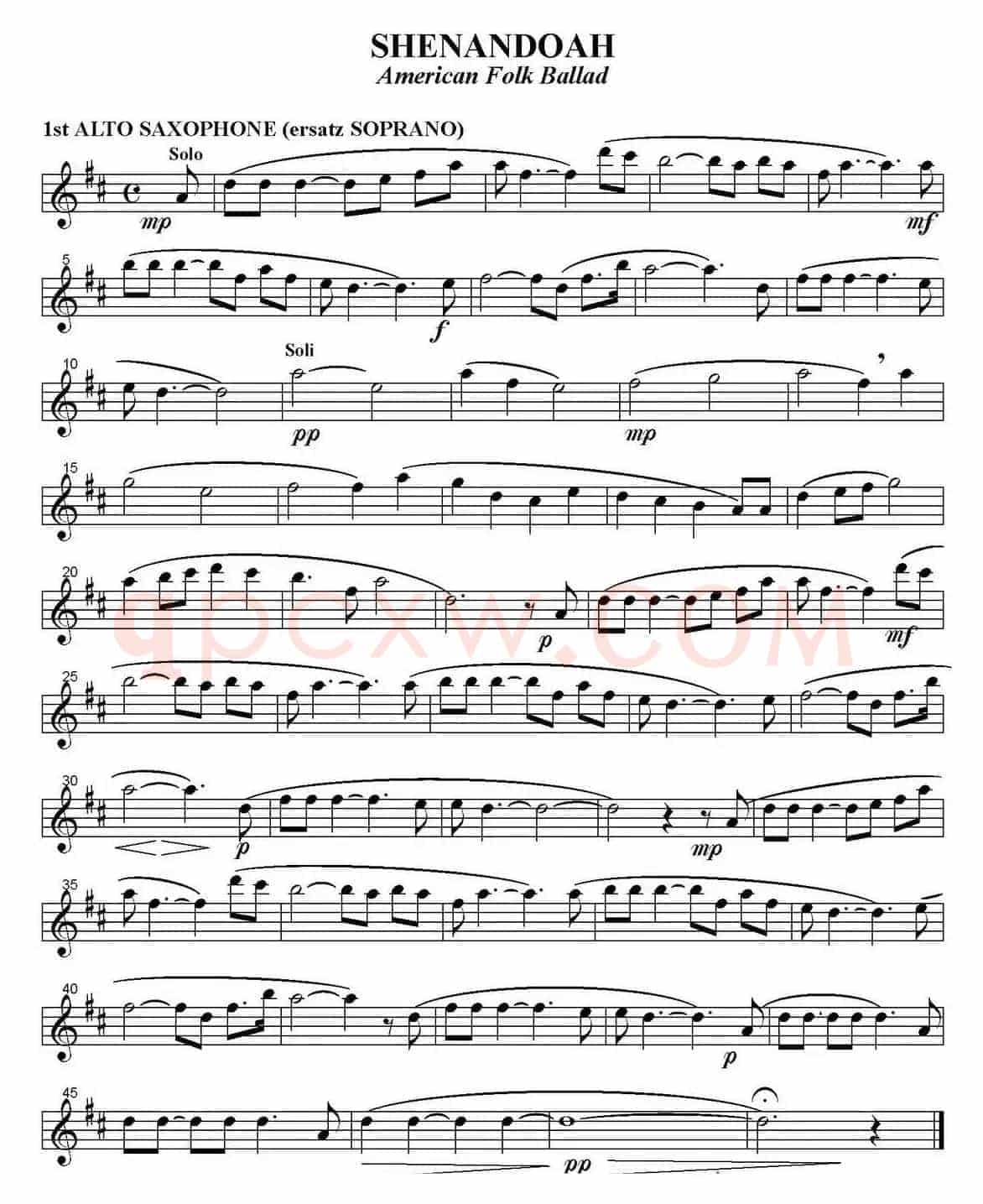 SHENANDOAH（四重奏·中音萨克斯分谱）
