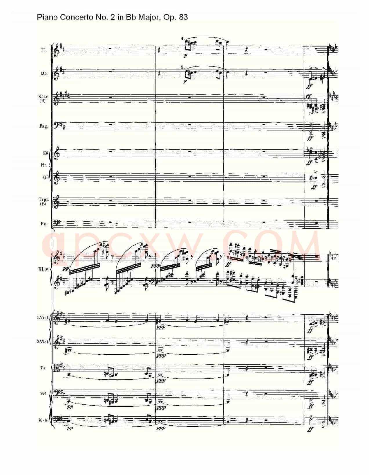 Bb大调钢琴第二协奏曲, Op.83第一乐章(一)