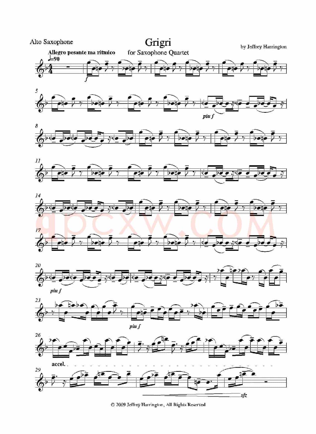 Grigri（四重奏中音萨克斯分谱）