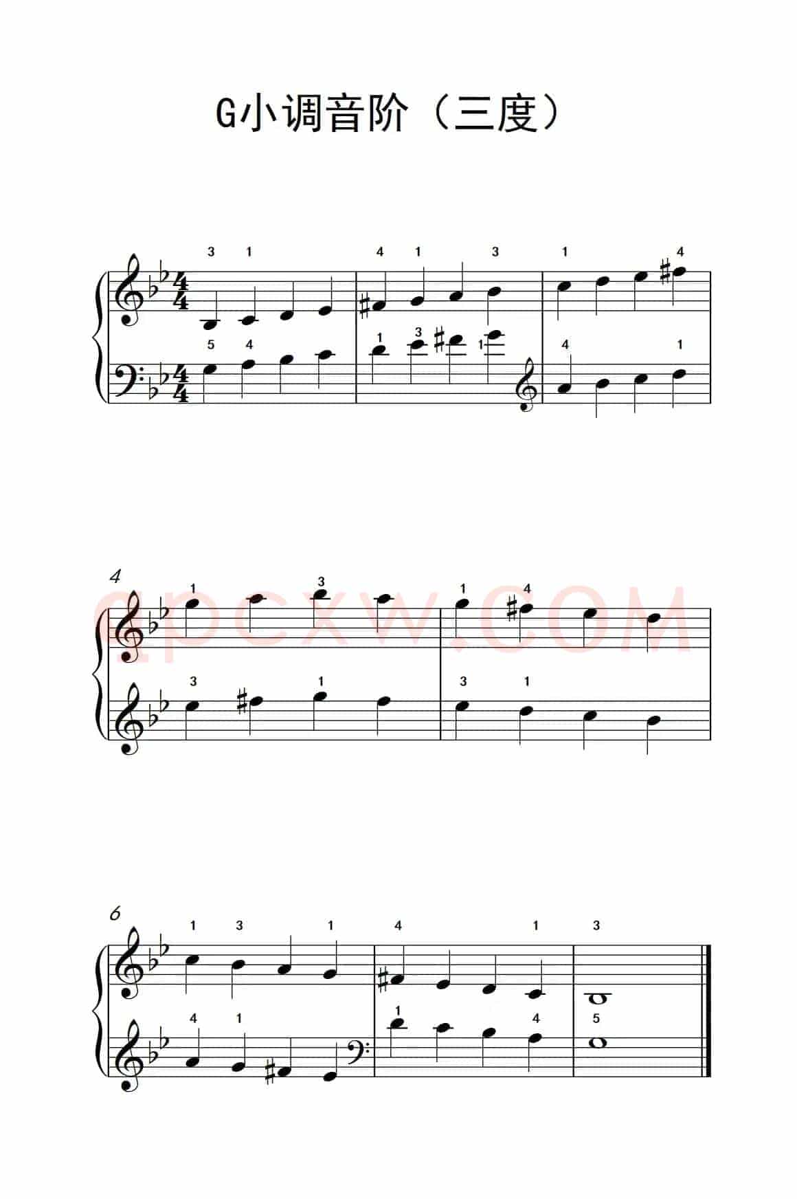 G小调音阶（三度）（儿童钢琴练习曲）