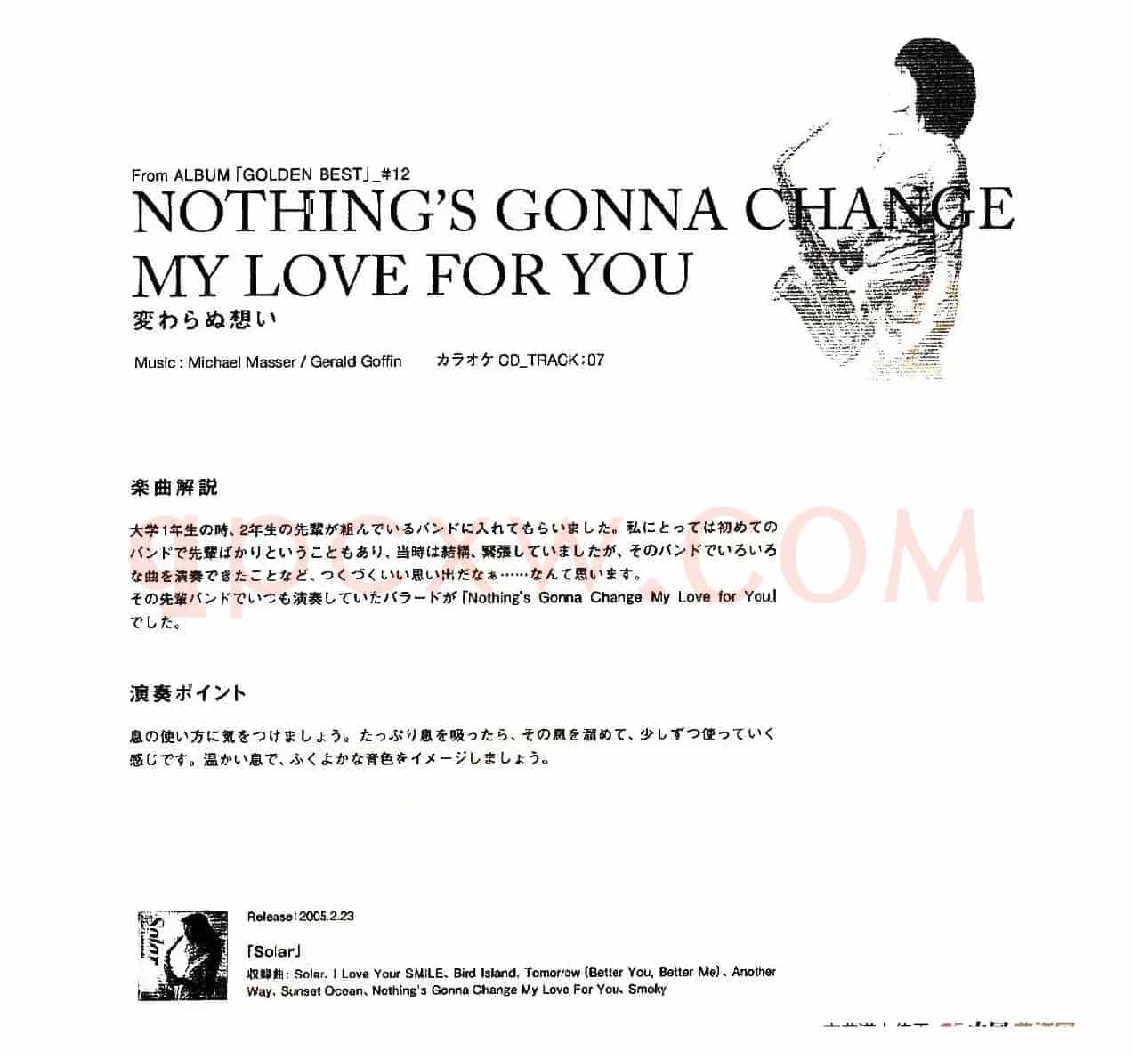 小林香织《Goledn Best》曲谱全集(NOTHING'S GONNA CHANCE MY LOVE FOR YOU)