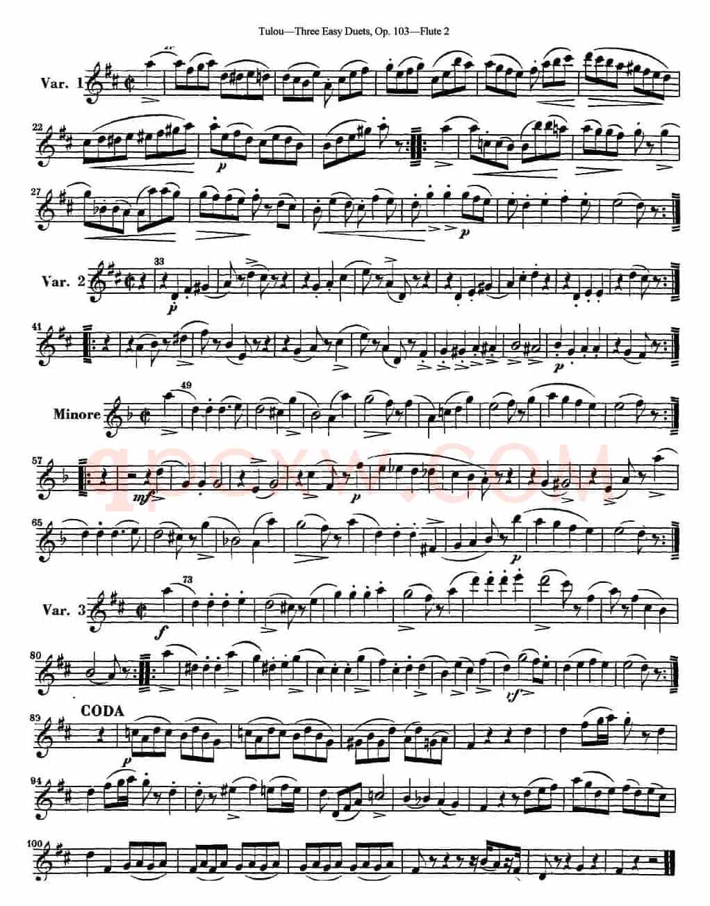 图露三首长笛简易重奏曲Op.103（Flute 2）（NO.1）