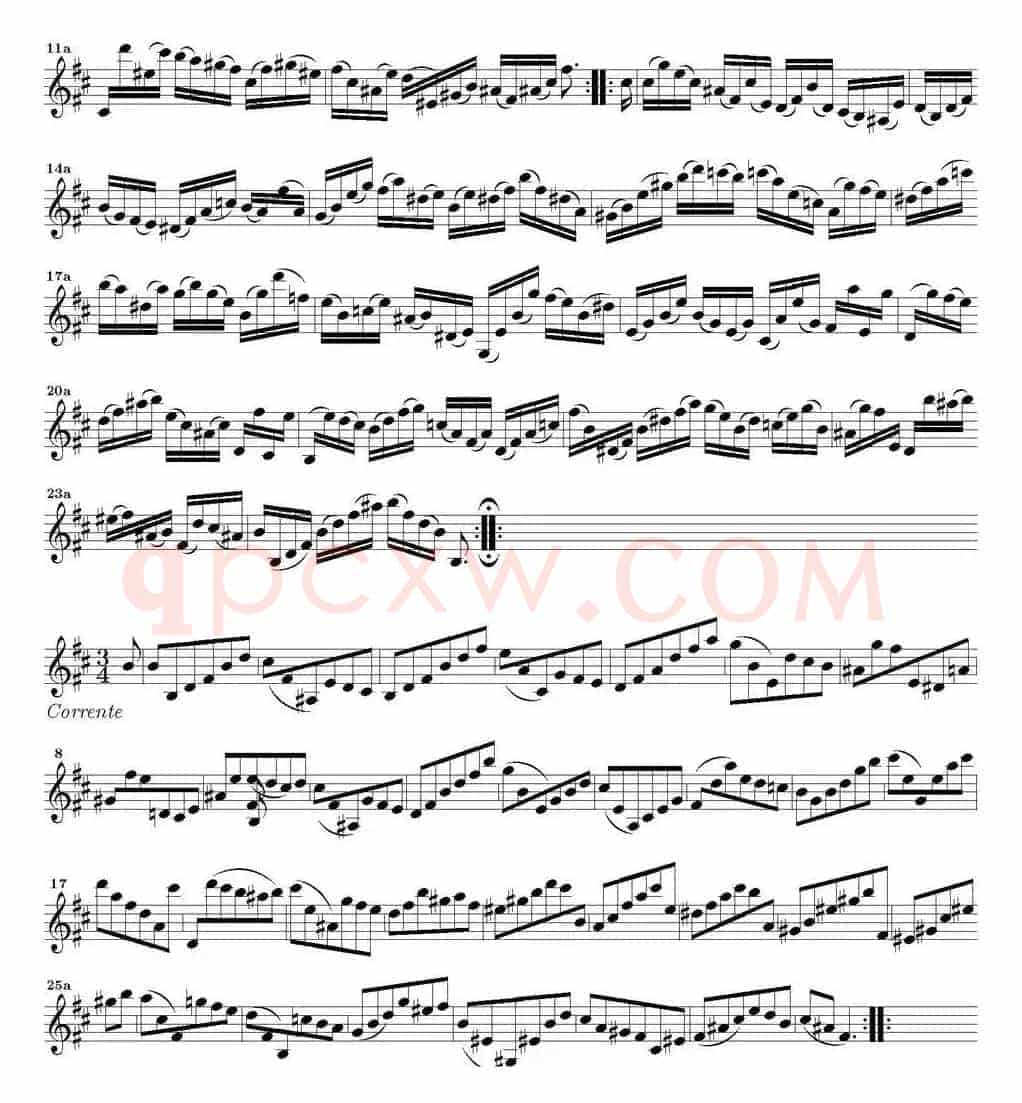 Bach Sonata BWV1002（无伴奏小提琴组曲）