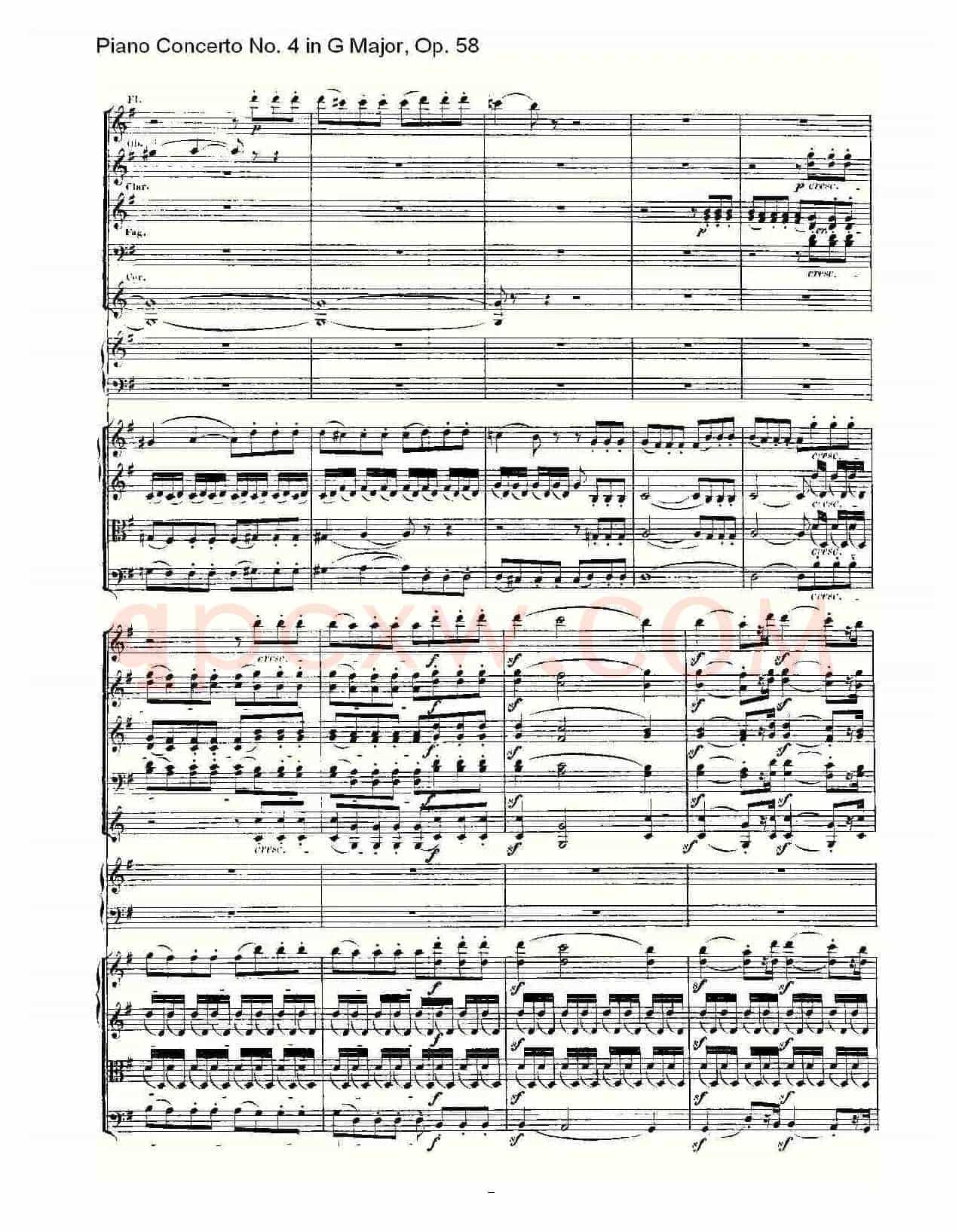 G大调钢琴第四协奏曲 Op.58 第一乐章(总谱)