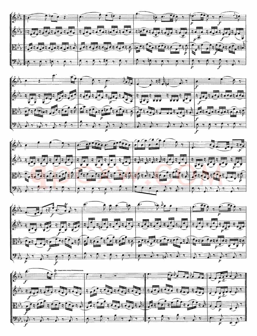 Mozart《Quartet No.12 in Bb Major,K.172》（总谱）