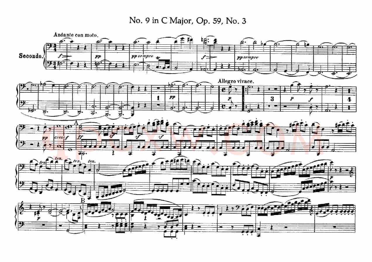String Quartet No.9 in C Major Op.59-3 - 4 Hands(C大调第九弦乐四重奏·四手联弹)