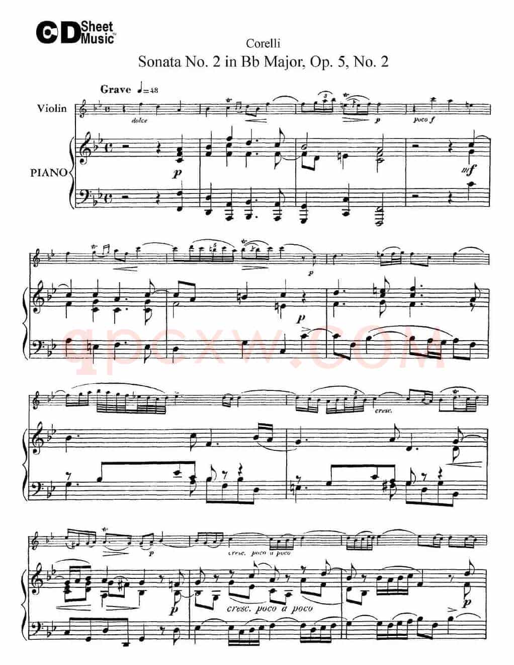 Sonata No.2 in Bb MajorOp.5 No.2（小提琴+钢琴伴奏）