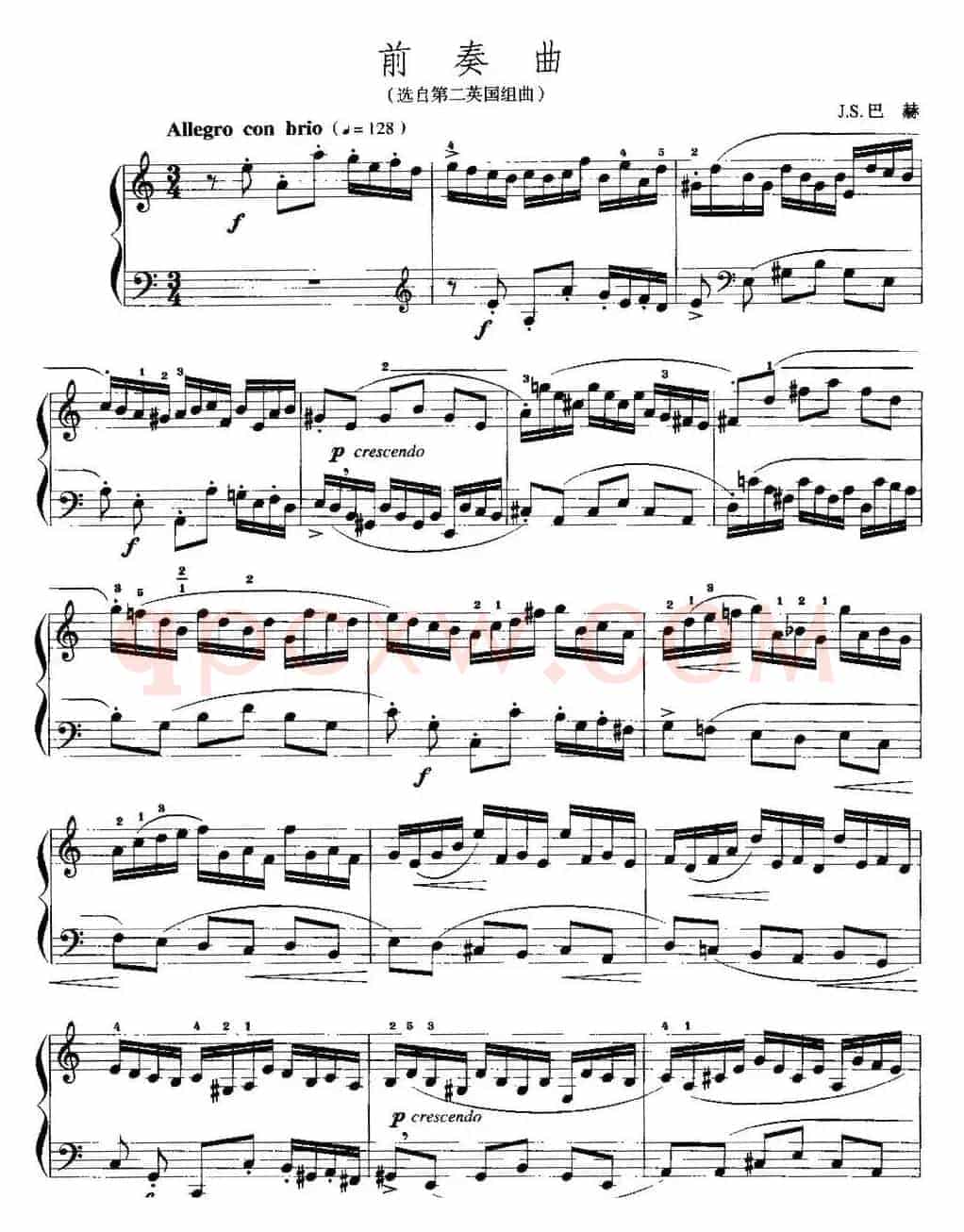 手风琴复调作品：前奏曲（选自第二英国组曲）