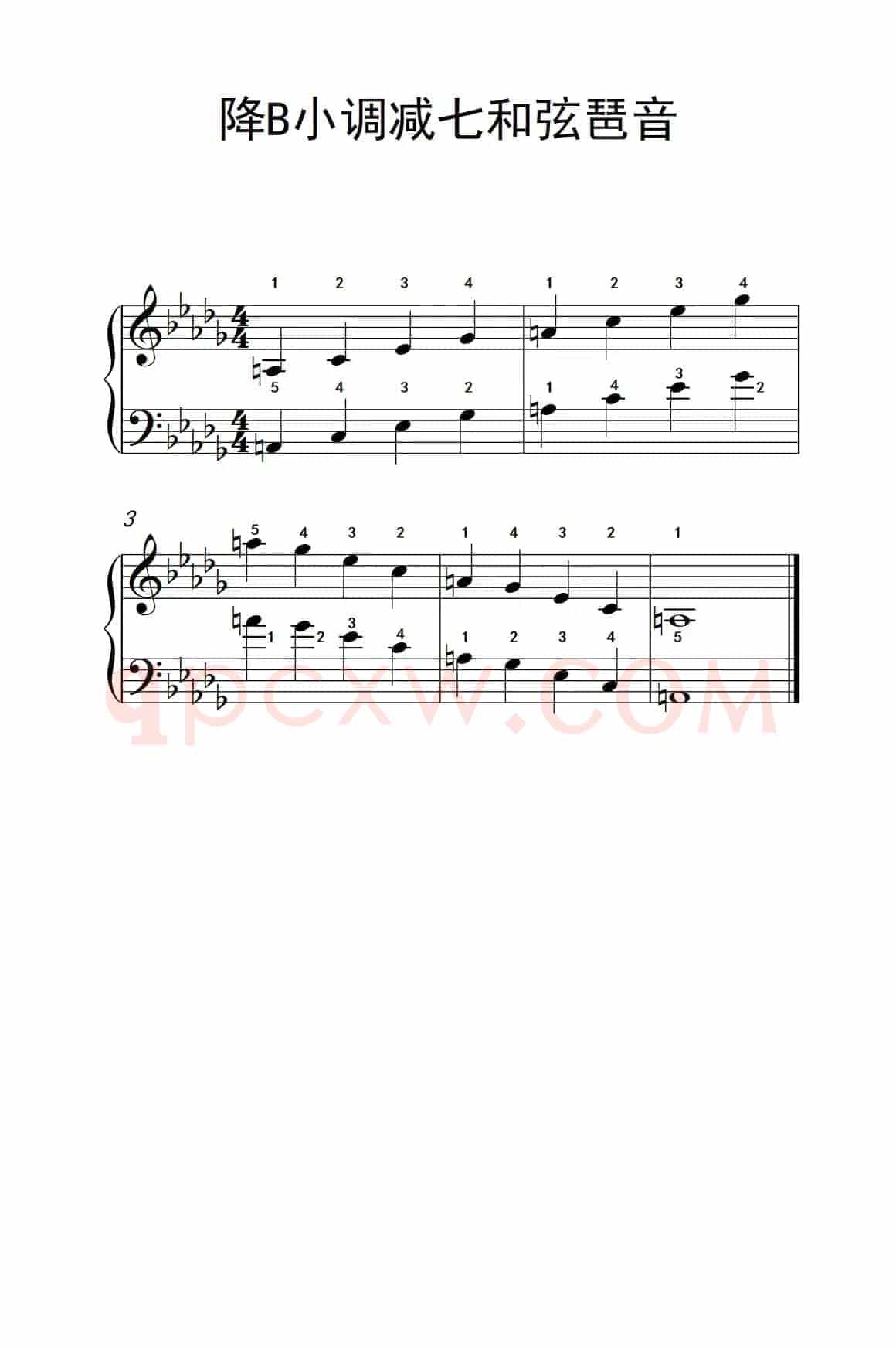 降B小调减七和弦琶音（孩子们的钢琴音阶、和弦与琶音 2）