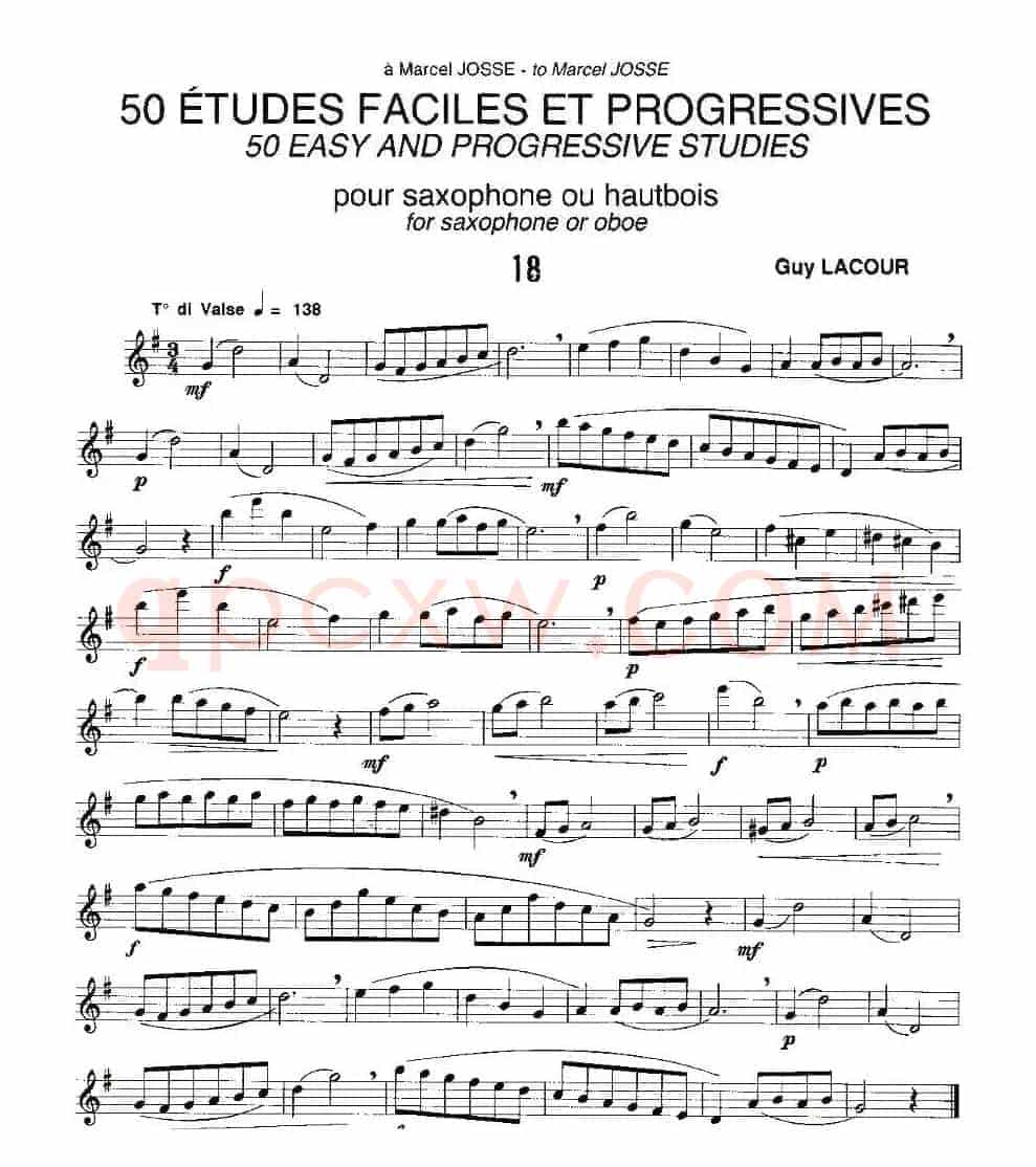Guy Lacour 50 首萨克斯练习曲之18
