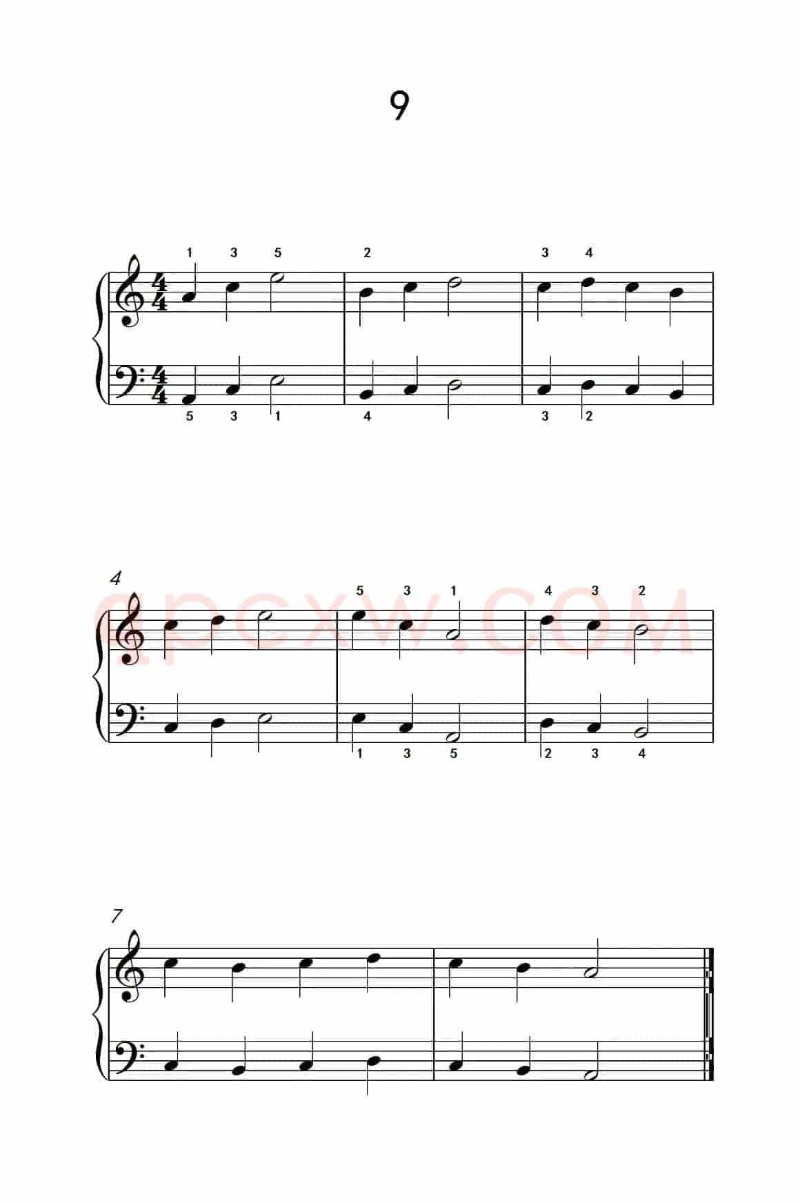 一.非连音练习9（儿童钢琴手指练习 1）