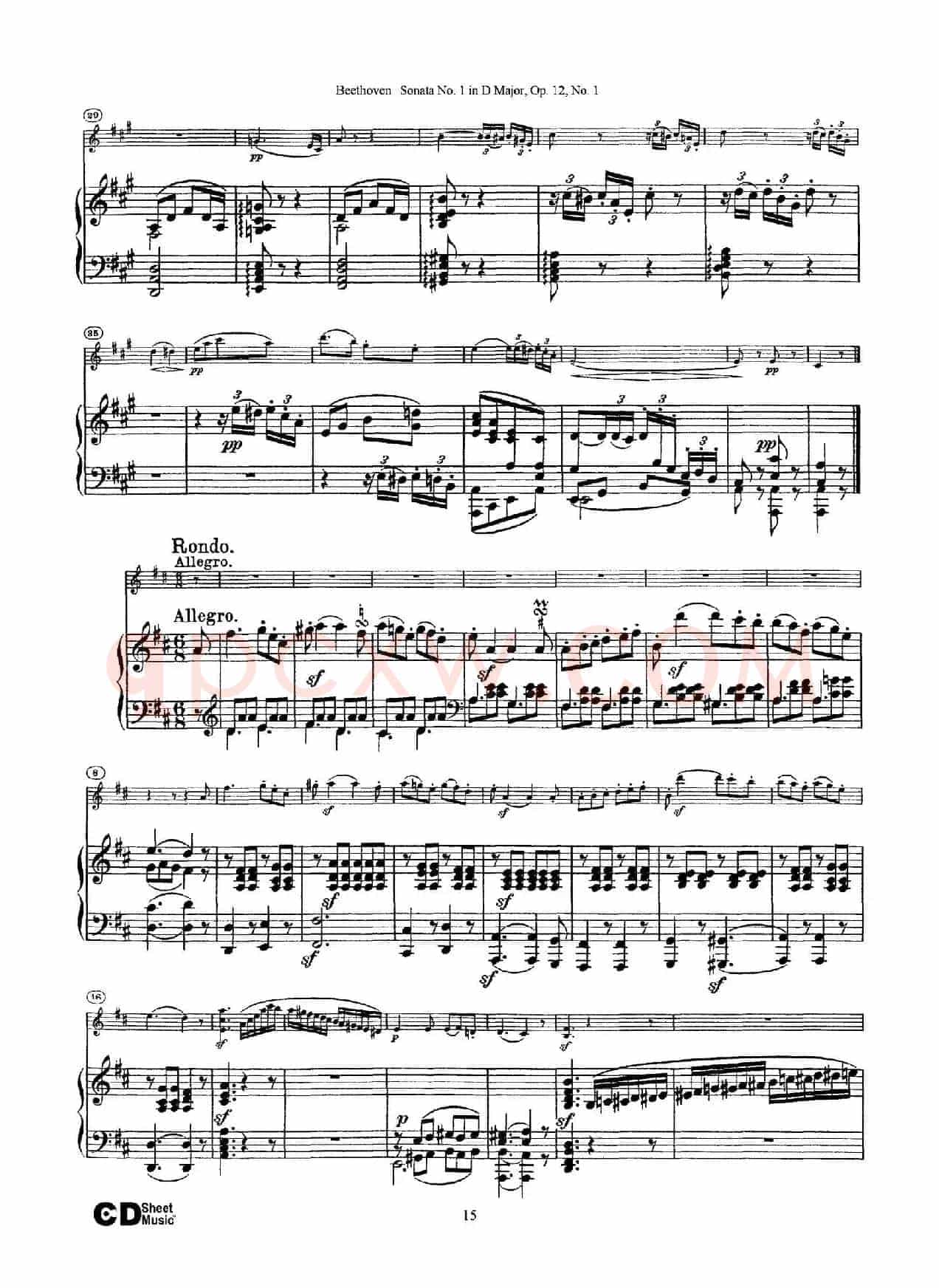 D大调第一小提琴奏鸣曲（Sonata No.1 in D Major Op.12,No.1）（小提琴+钢琴伴奏）