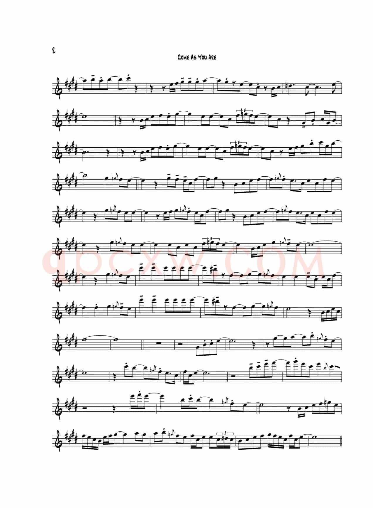 Come As You Are（B-FLAT 次中音萨克斯）