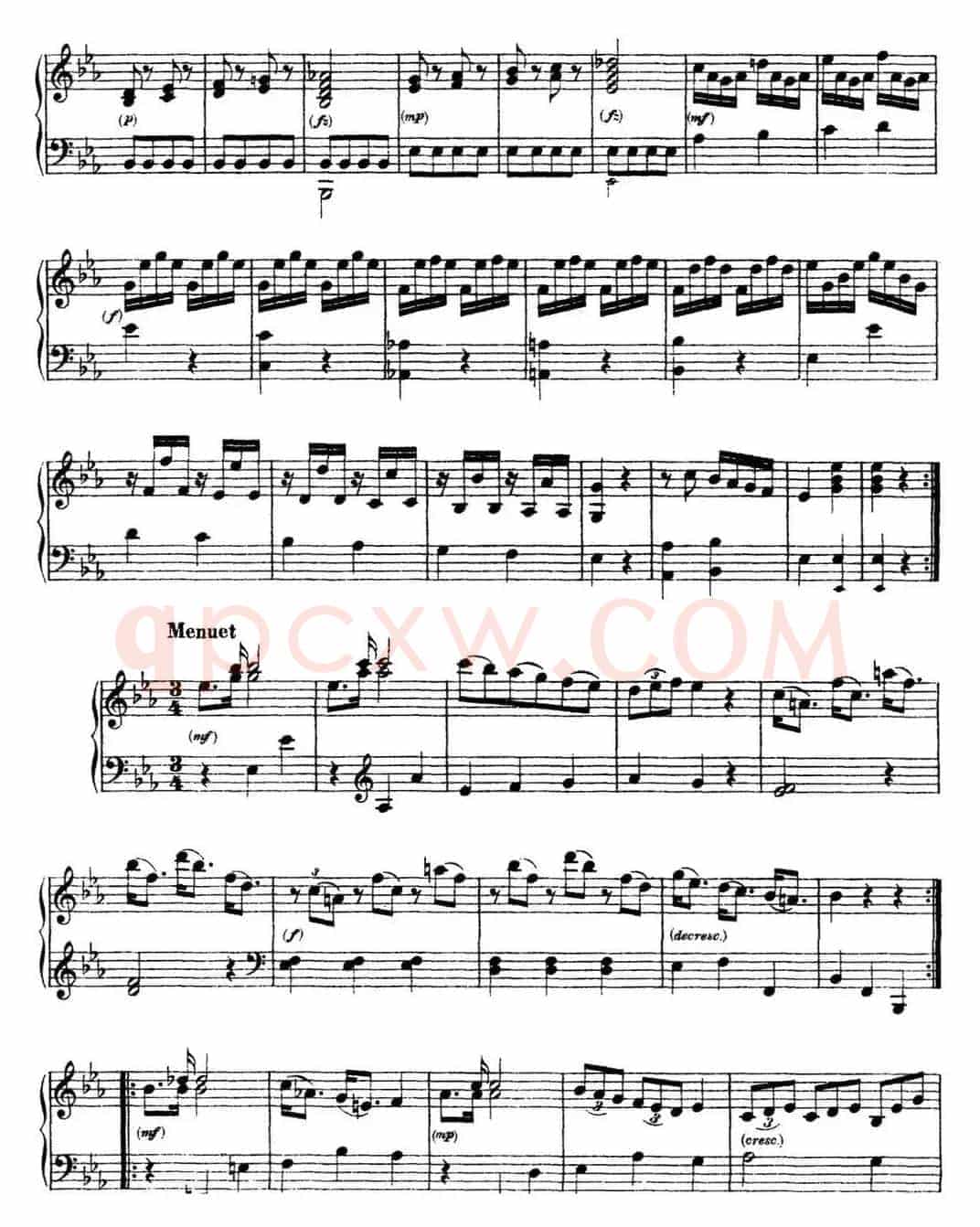 海顿 钢琴奏鸣曲 Hob XVI 16 Divertimento Eb major