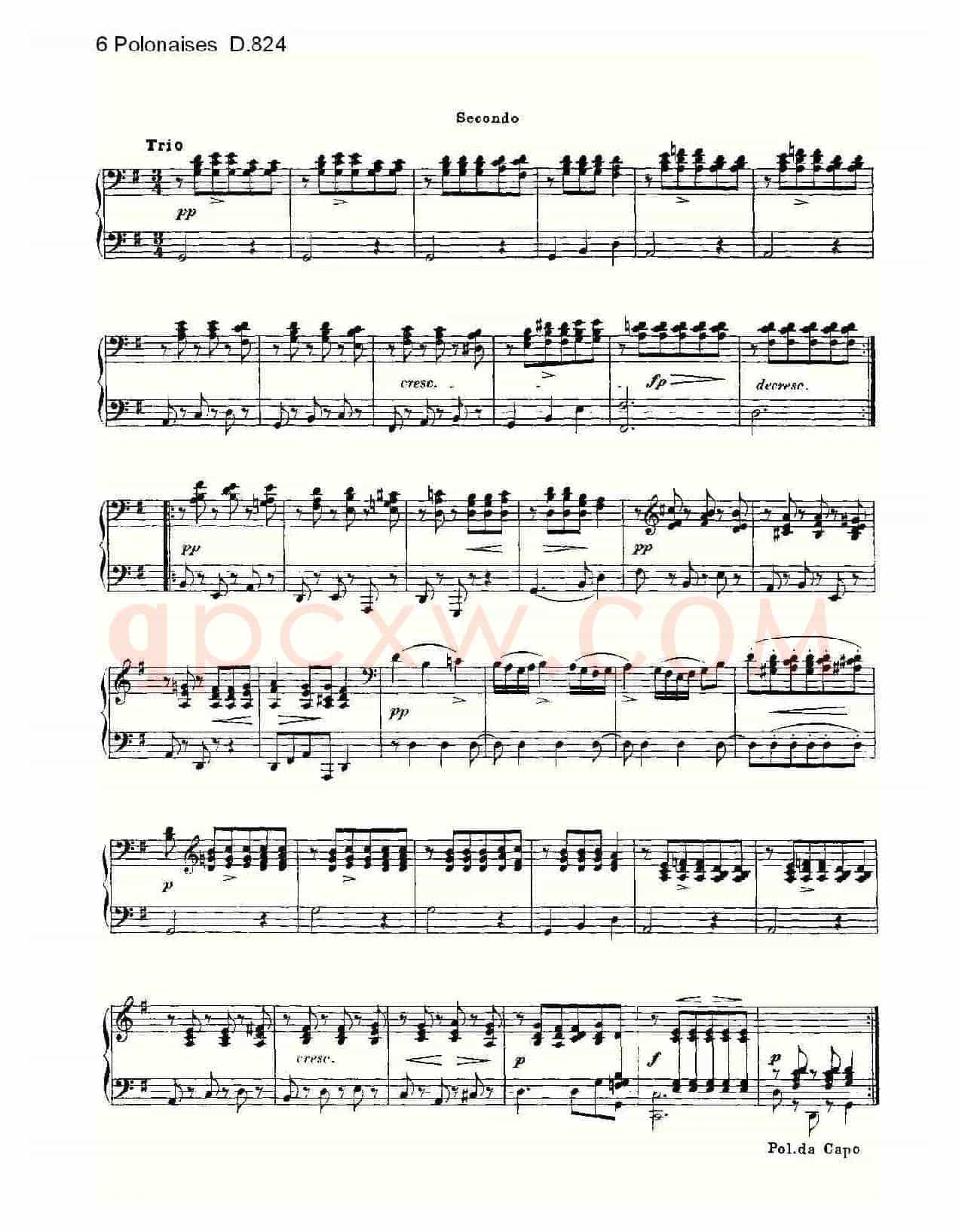 6 Polonaises D.824（6波罗乃兹舞曲 D.824）